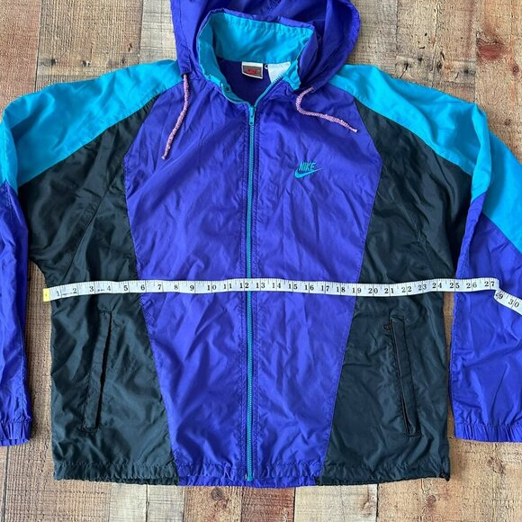 Vintage Nike Windbreaker Jacket Size XL - Purple Blue & Black - 90s Retro Style - Picture 6 of 10